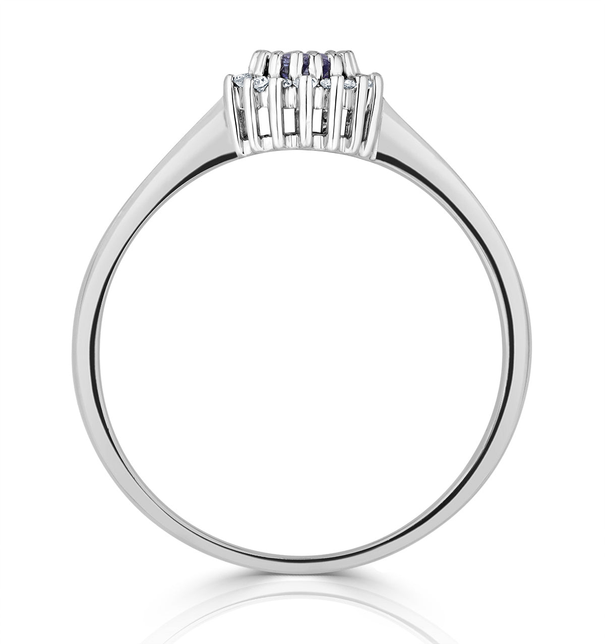 Tanzanite 3.5 x 3.5mm And Diamond 9K White Gold Ring